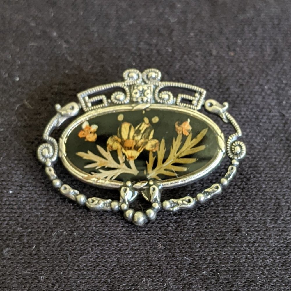 Vintage Crown English Silver Plate Brooch